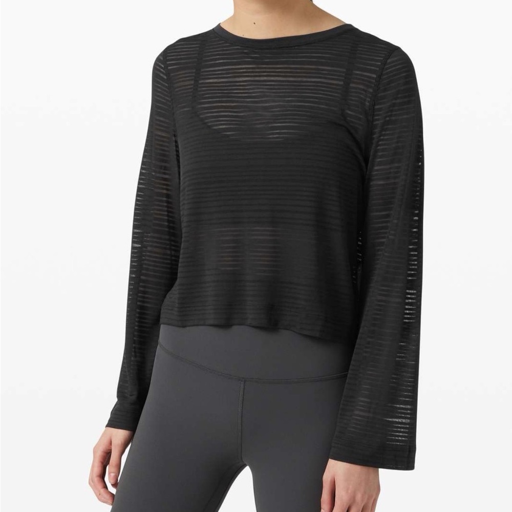 lululemon athletica Black Sheer Long Sleeve Top